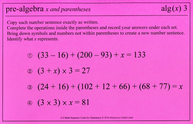 ASC alg(x)3 PreAlgebra x and parentheses
